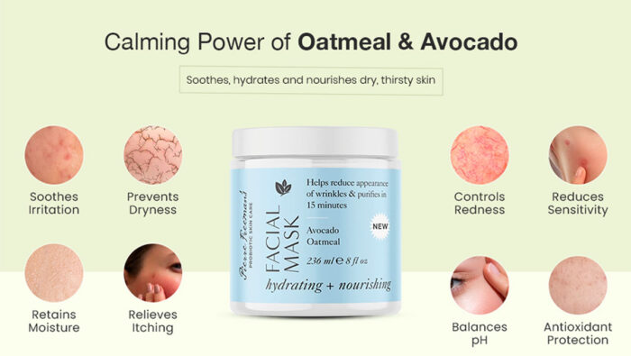 Hydrating and Nourishing Facial Mask - Avocado & Oatmeal - Image 3