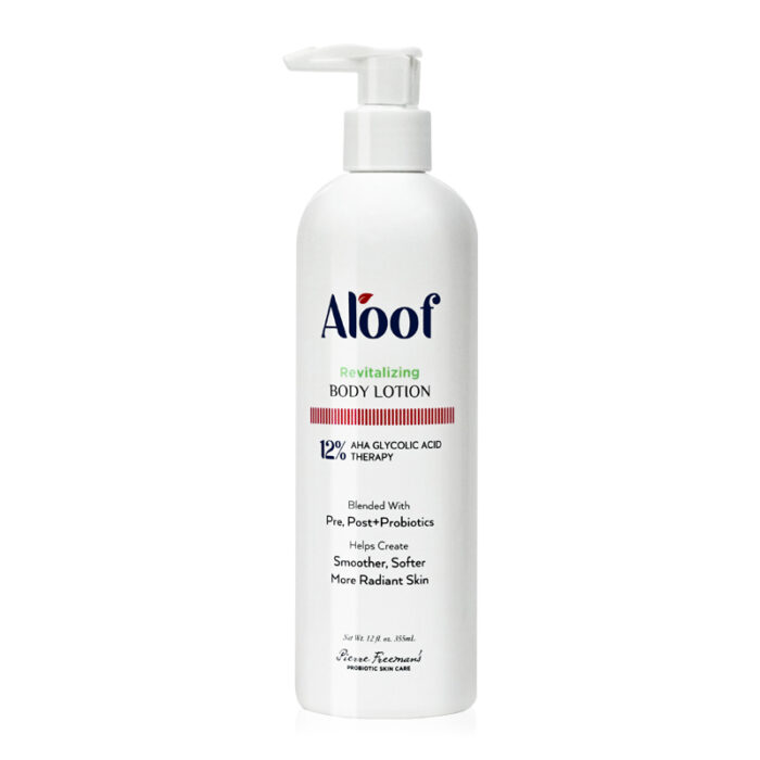 ALOOF Revitalizing Body Lotion (12oz 355ml) with 12% AHA Glycolic Acid by Pierre Freeman's Probiotic Skin Care